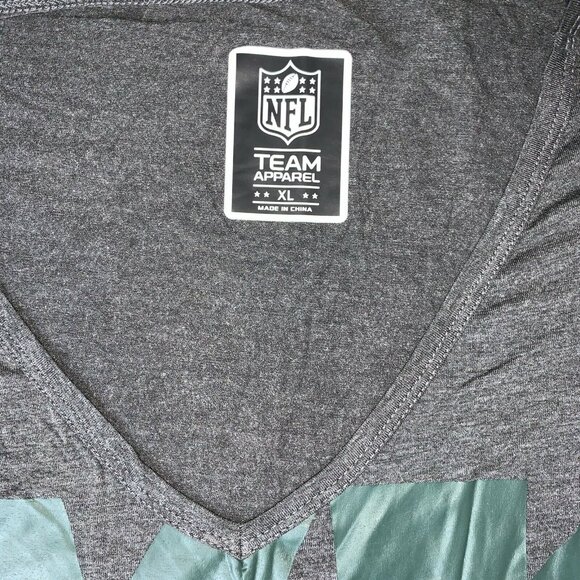 NFL Team Apparel V-Neck Short Sleeve Women's Tee-Shirt Dark Gray Size XL - Picture 5 of 10